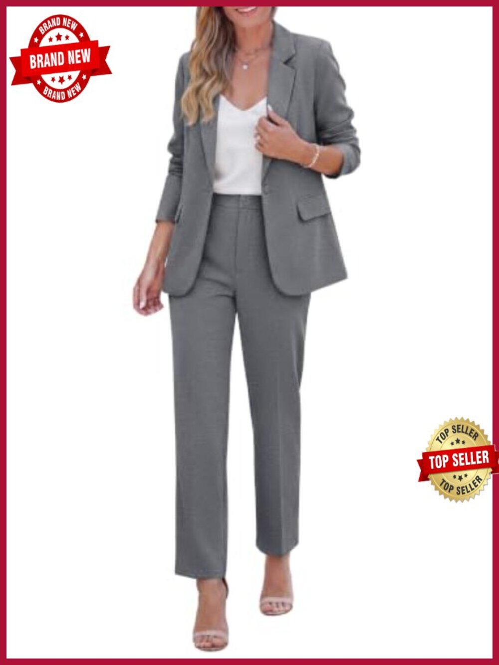 Two Piece Pant Suit Set Blazer & Trousers Dressy Work